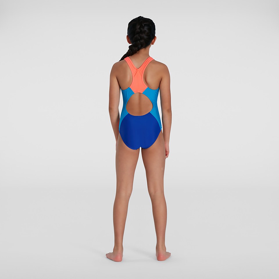 Maillot de bain Fille bicolore Spiritback bleu/rouge