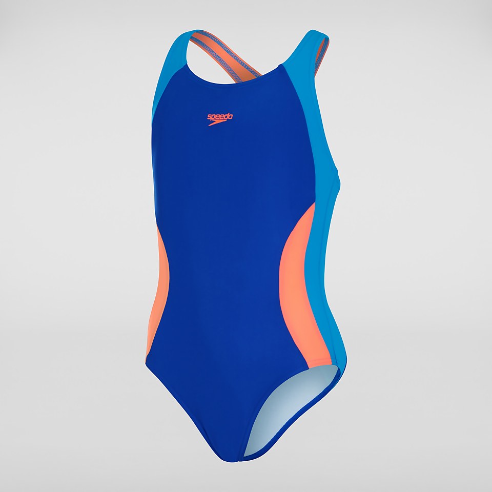 Maillot de bain Fille bicolore Spiritback bleu/rouge