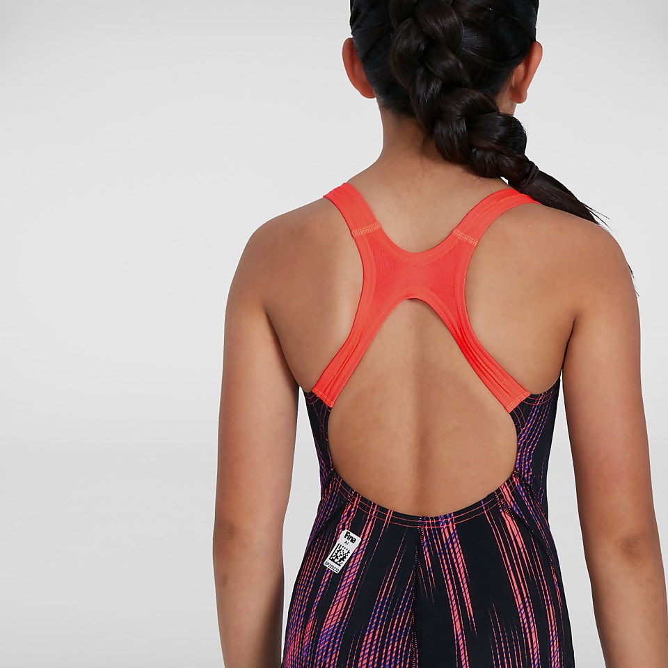 Combinaison Fille Fastskin Endurance+ dos ouvert noir/violet
