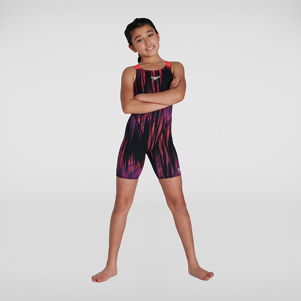 Combinaison Fille Fastskin Endurance+ dos ouvert noir/violet