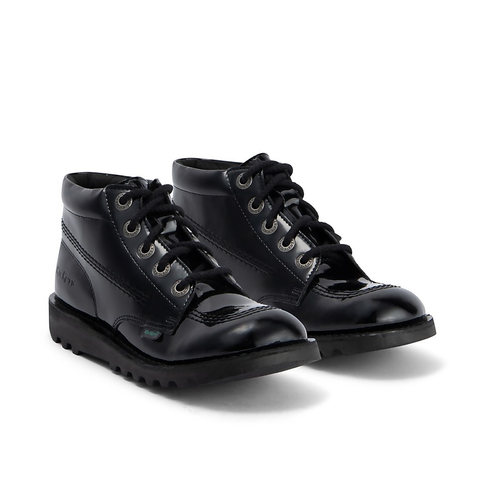 Youth Womens Kick Hi Leather Alternative Patent Leather Black