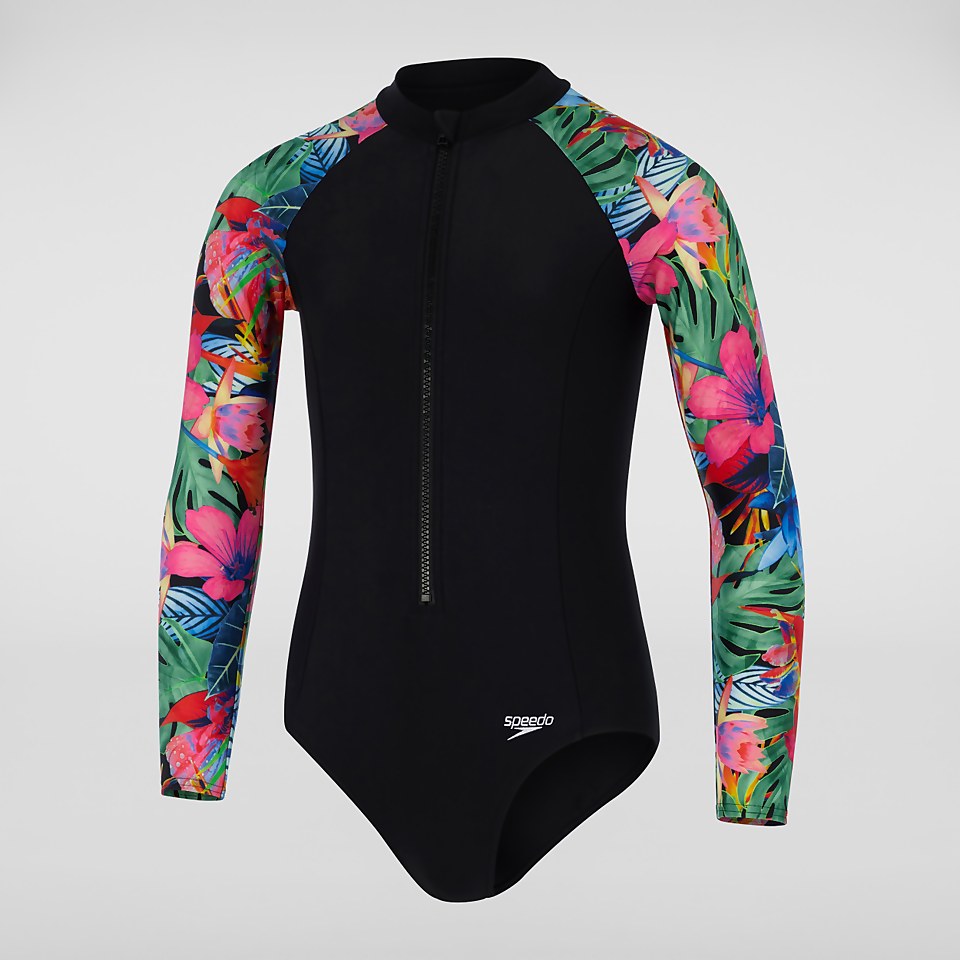 Combinaison Paddle Fille Printed manches longues noir/bleu