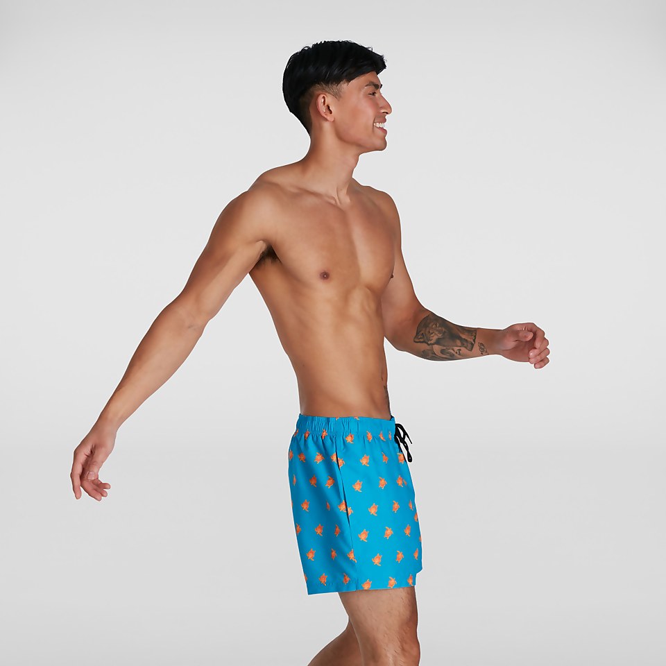 Short de bain Homme Printed Leisure 35 cm bleu/jaune