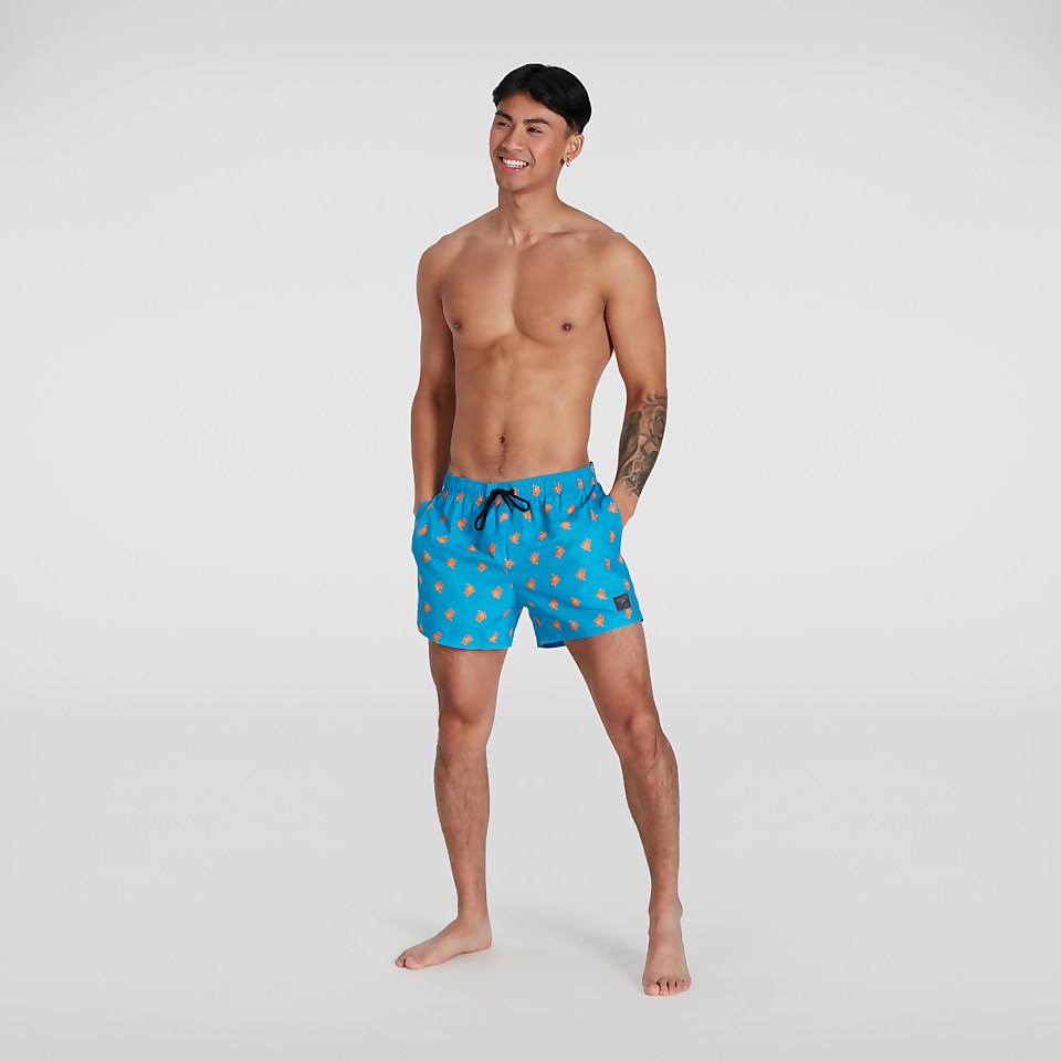 Short de bain Homme Printed Leisure 35 cm bleu/jaune