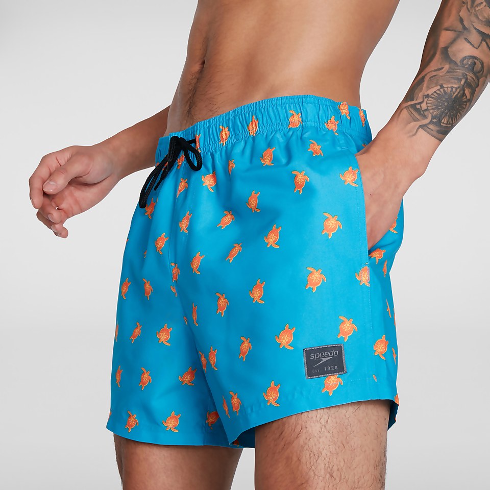 Short de bain Homme Printed Leisure 35 cm bleu/jaune