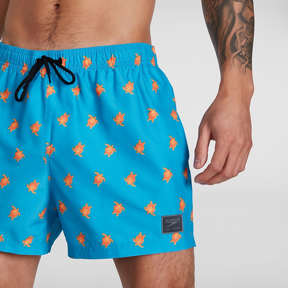 Short de bain Homme Printed Leisure 35 cm bleu/jaune