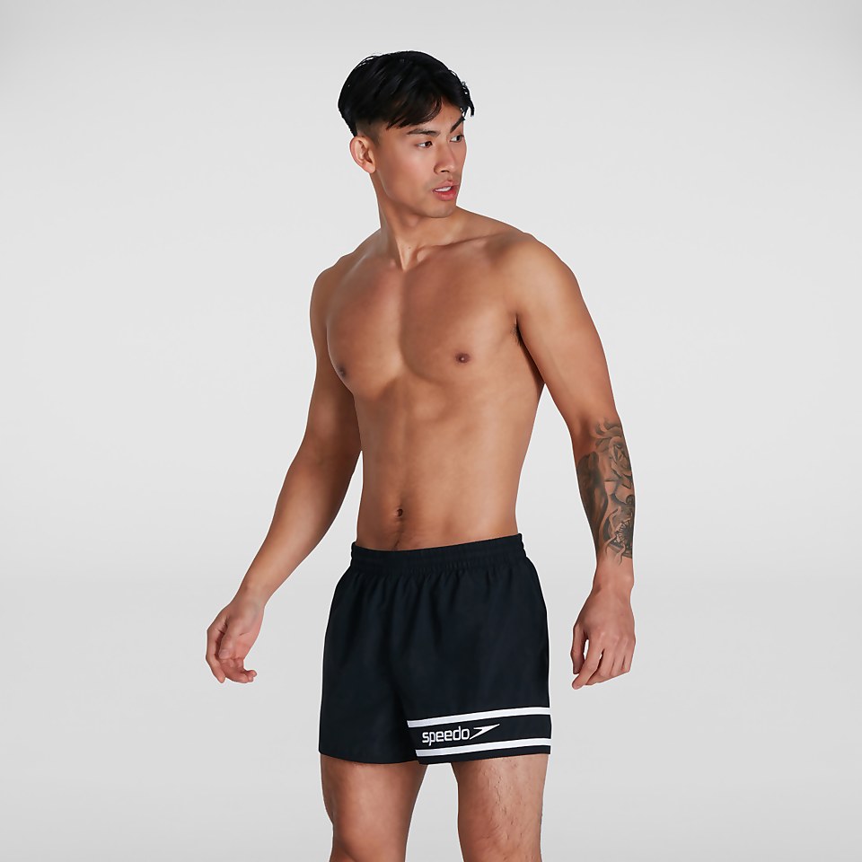 Retro 13" Badeshorts Schwarz/Weiß für Herren