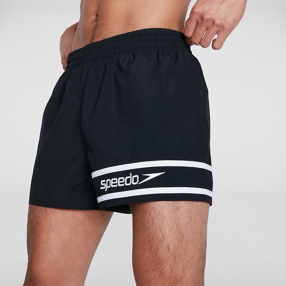 Retro 13" Badeshorts Schwarz/Weiß für Herren
