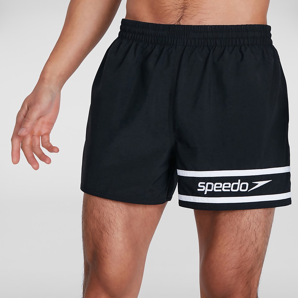 Retro 13" Badeshorts Schwarz/Weiß für Herren