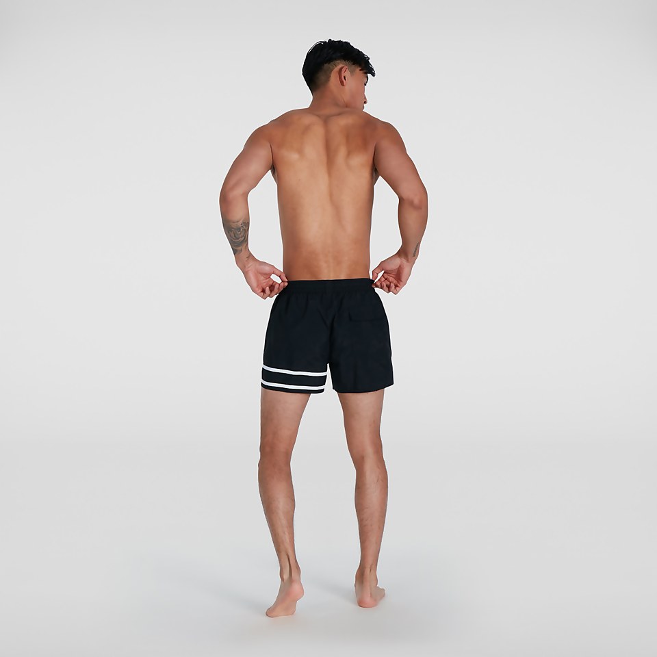 Retro 13" Badeshorts Schwarz/Weiß für Herren