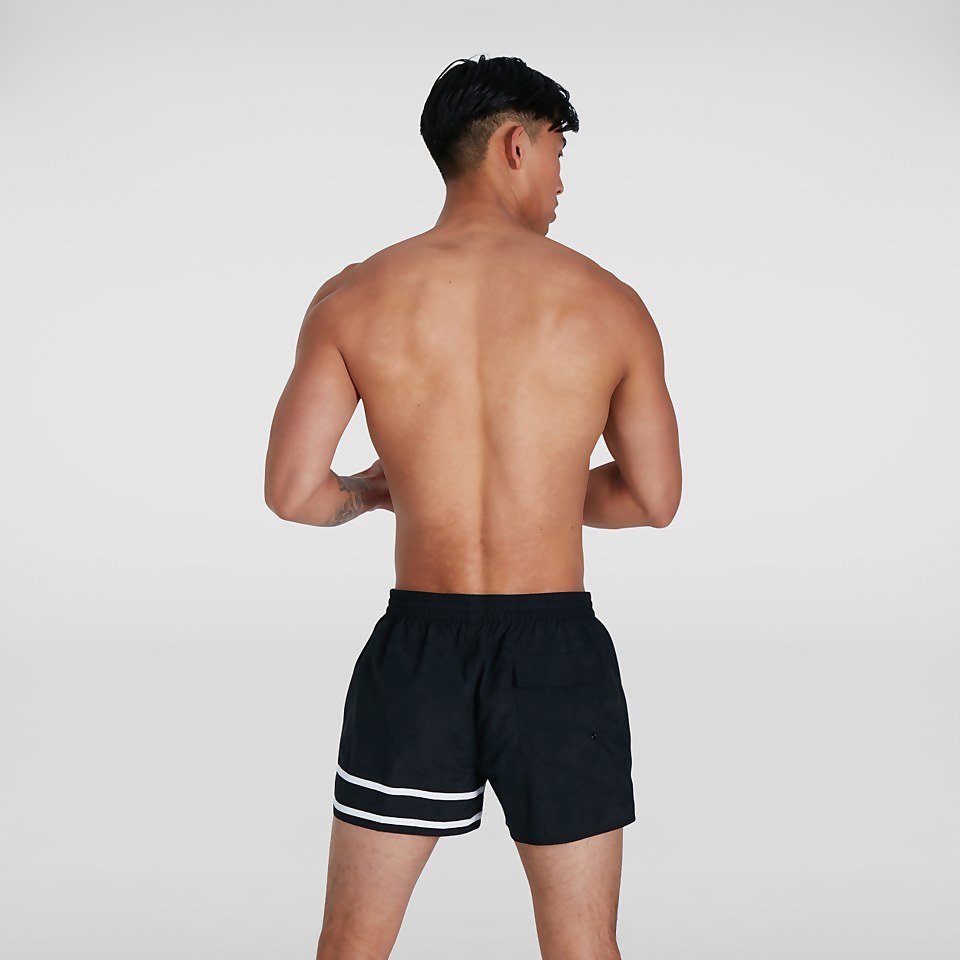 Retro 13" Badeshorts Schwarz/Weiß für Herren