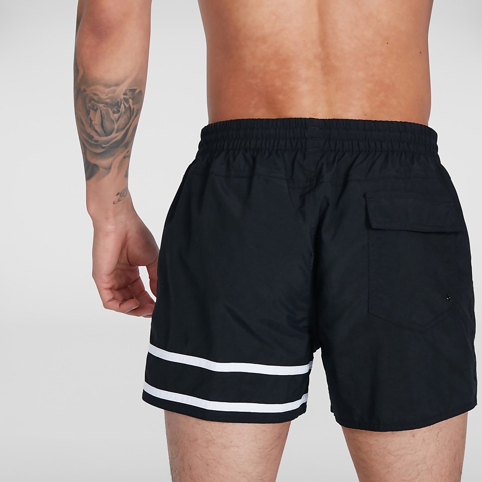 Retro 13" Badeshorts Schwarz/Weiß für Herren