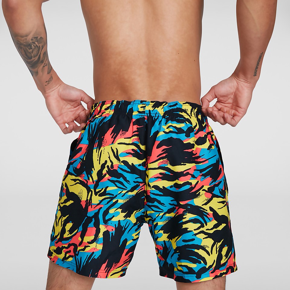 Short de bain Homme Printed Leisure 40 cm jaune/rouge