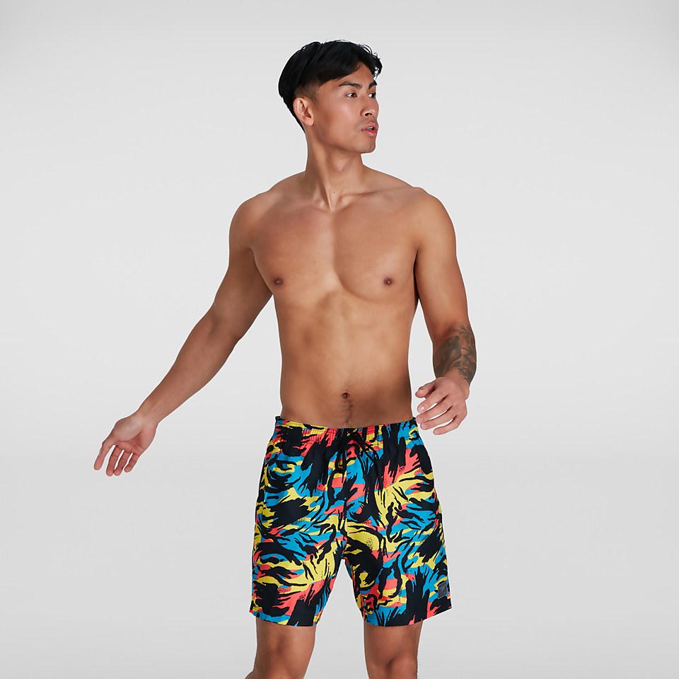 Short de bain Homme Printed Leisure 40 cm jaune/rouge