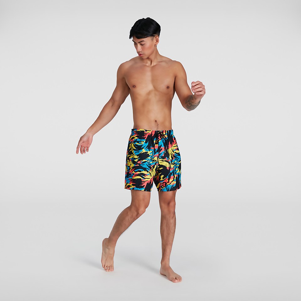Short de bain Homme Printed Leisure 40 cm jaune/rouge