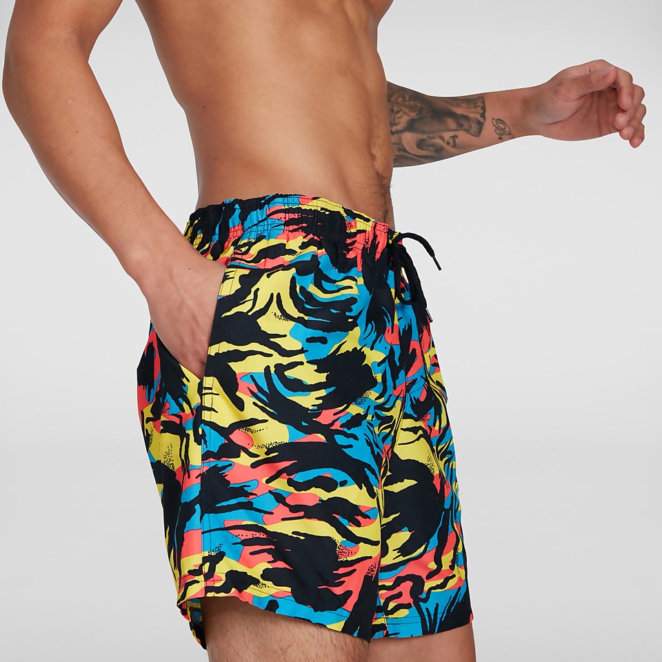 Short de bain Homme Printed Leisure 40 cm jaune/rouge