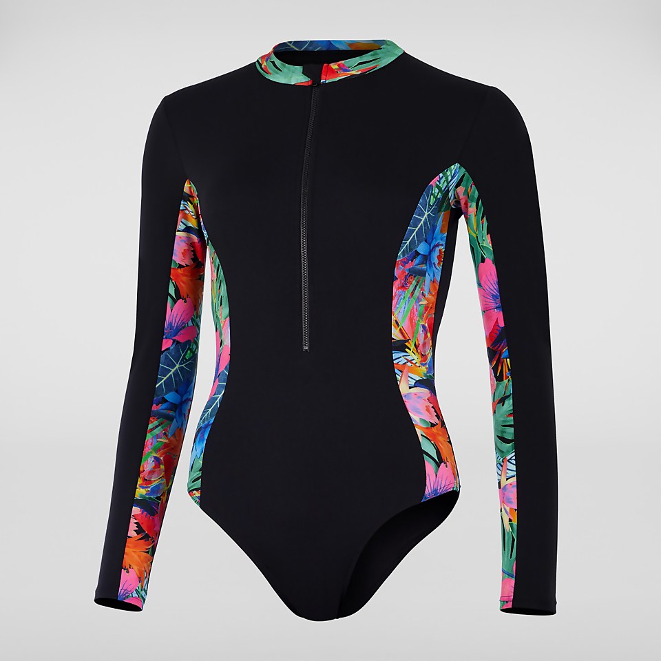 Maillot de bain Paddle Femme à manches longues noir/rose