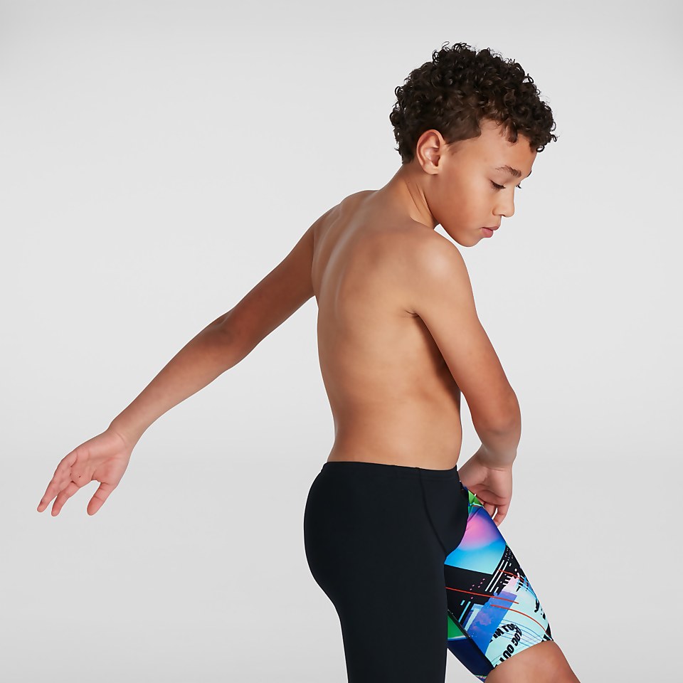 Boys' Glitchzone Placement V Cut Jammer Black/Blue