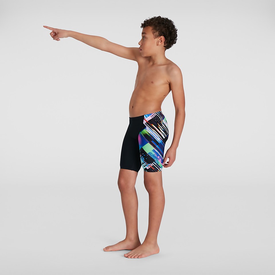 Boys' Glitchzone Placement V Cut Jammer Black/Blue