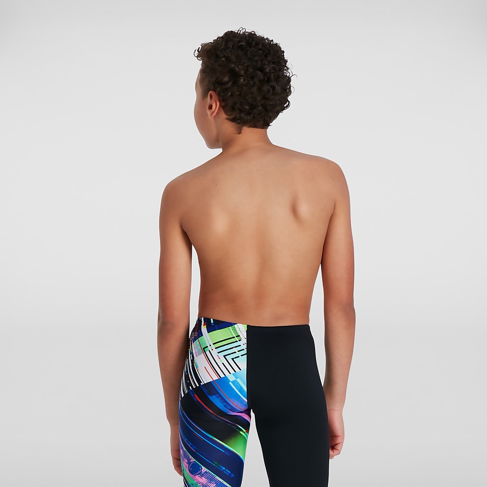 Boys' Glitchzone Placement V Cut Jammer Black/Blue