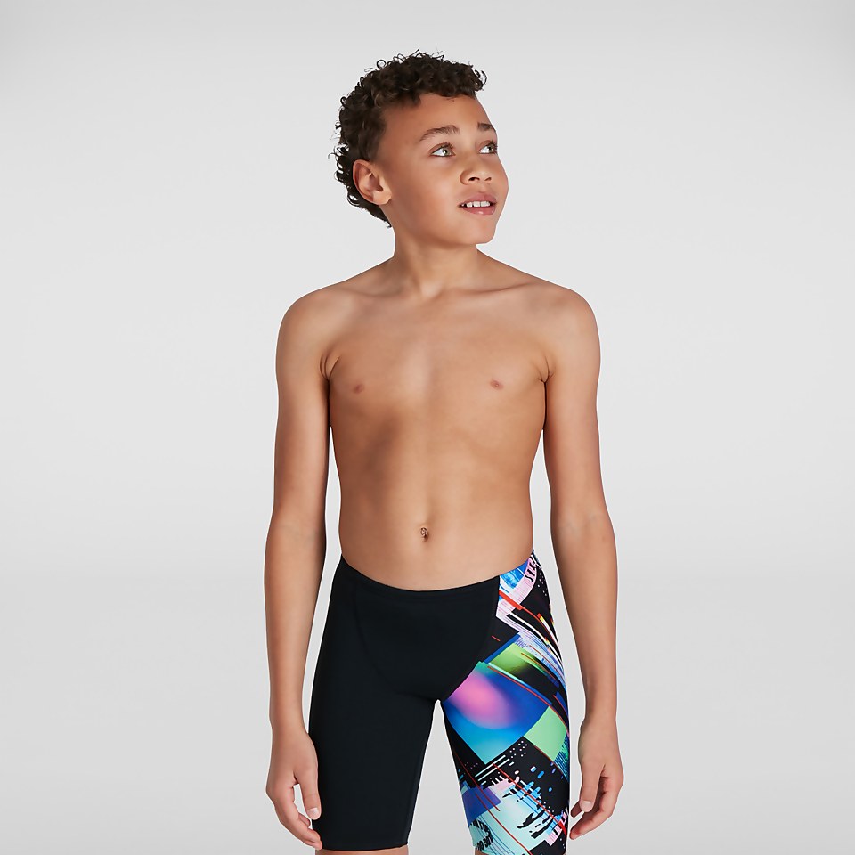Boys' Glitchzone Placement V Cut Jammer Black/Blue