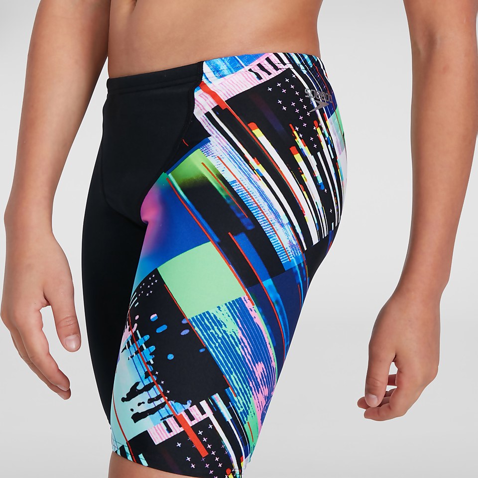 Boys' Glitchzone Placement V Cut Jammer Black/Blue