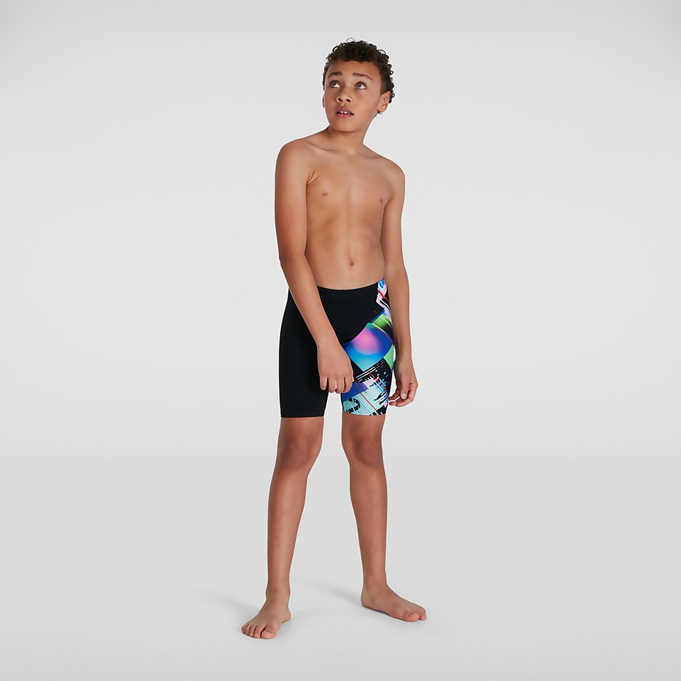 Boys' Glitchzone Placement V Cut Jammer Black/Blue