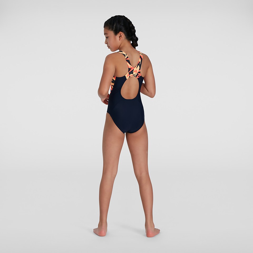 Girls' HyperBoom Splice Muscleback Swimsuit Navy/Red