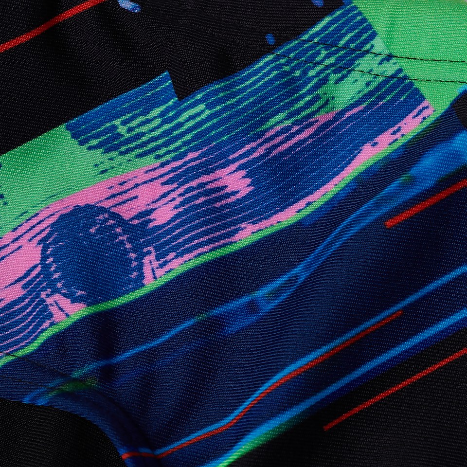 Slip de bain Garçon Glitchzone Training 13 cm noir/bleu