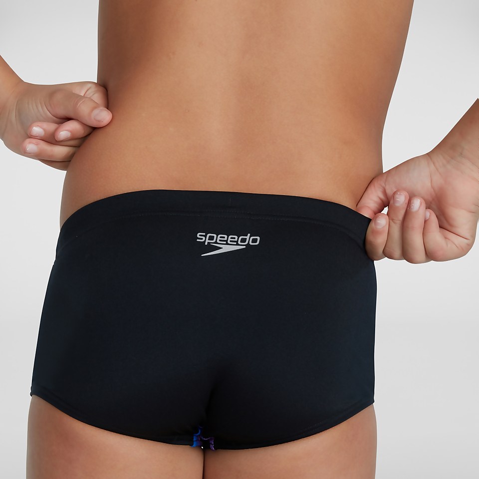 Slip de bain Garçon Glitchzone Training 13 cm noir/bleu