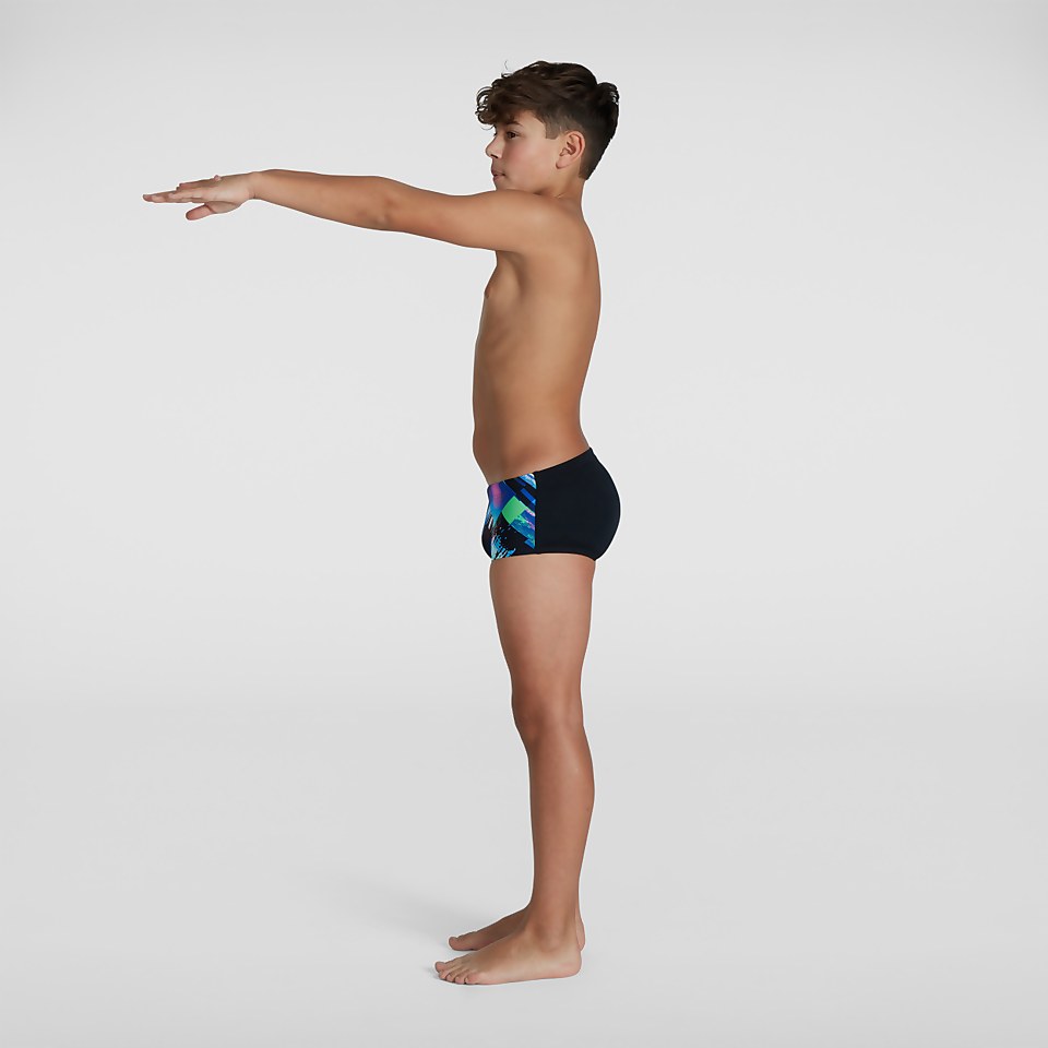 Slip de bain Garçon Glitchzone Training 13 cm noir/bleu