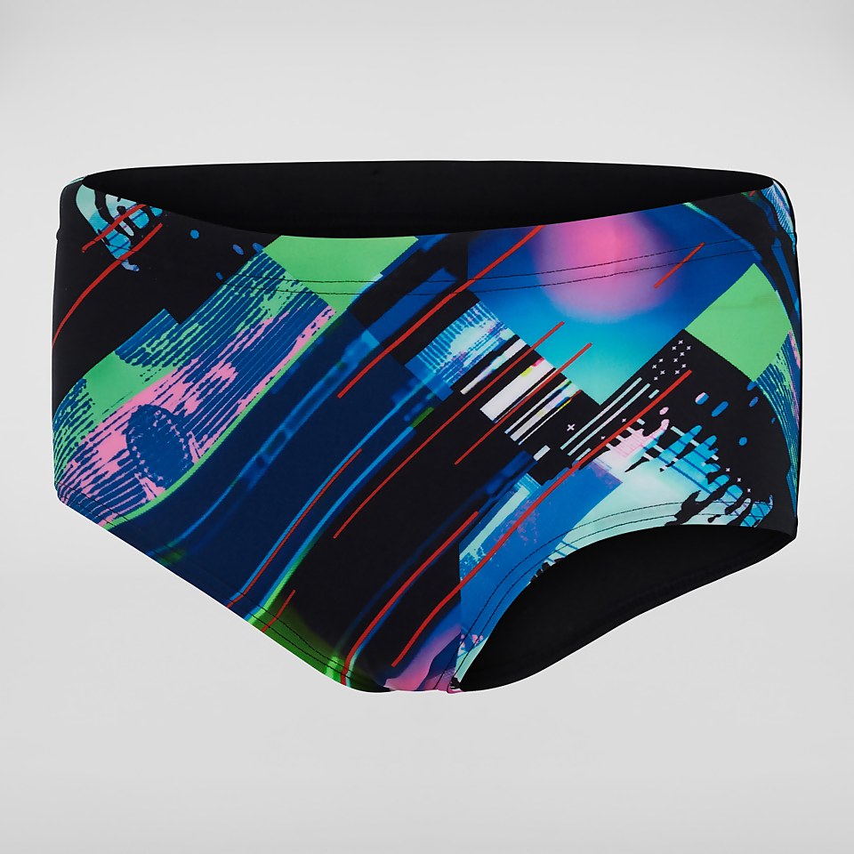 Slip de bain Garçon Glitchzone Training 13 cm noir/bleu