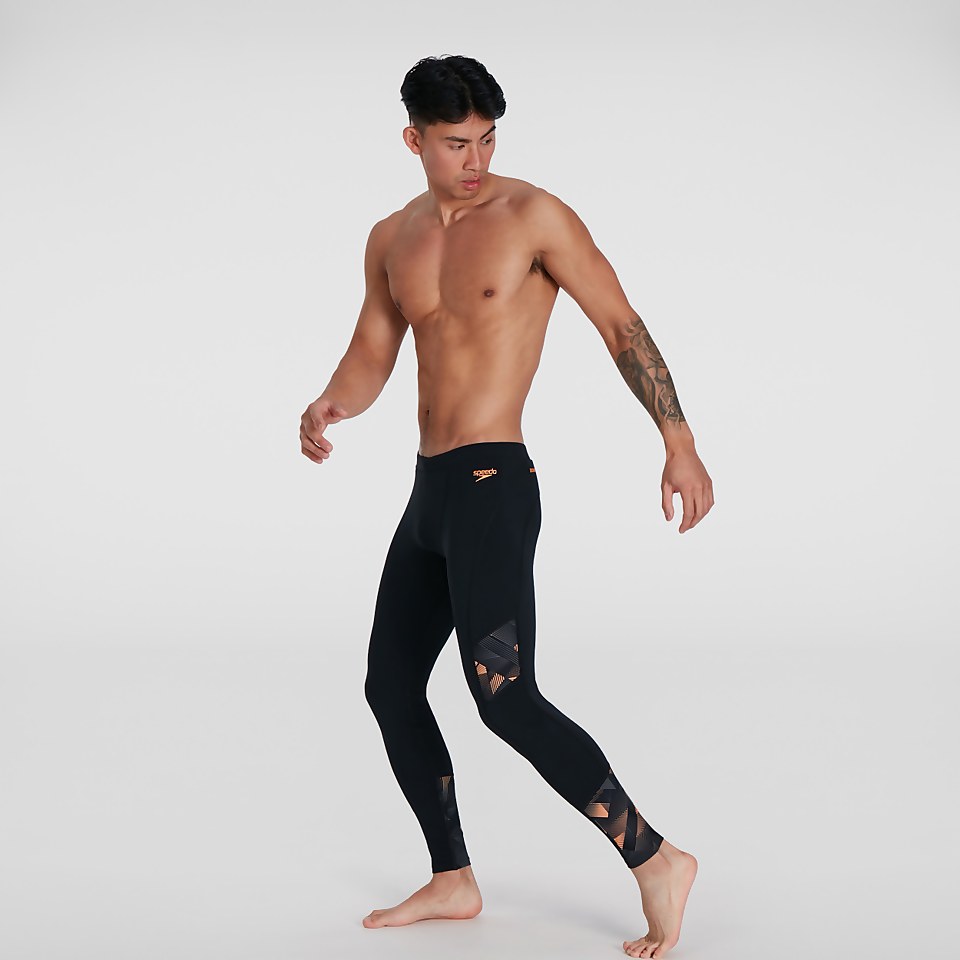 Men's Printed Leggings Black/Orange