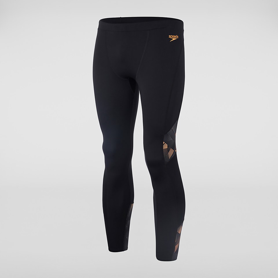Men's Printed Leggings Black/Orange