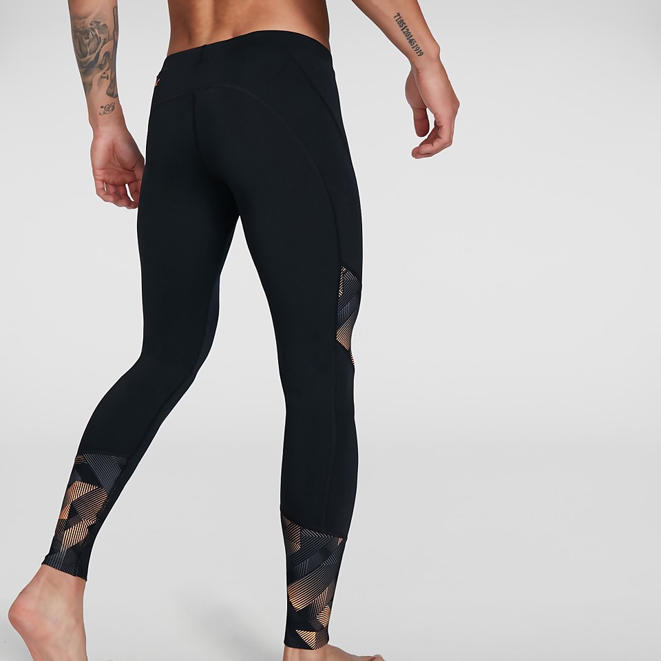 Men's Printed Leggings Black/Orange