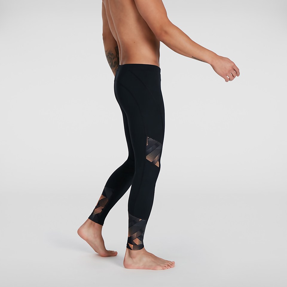 Men's Printed Leggings Black/Orange