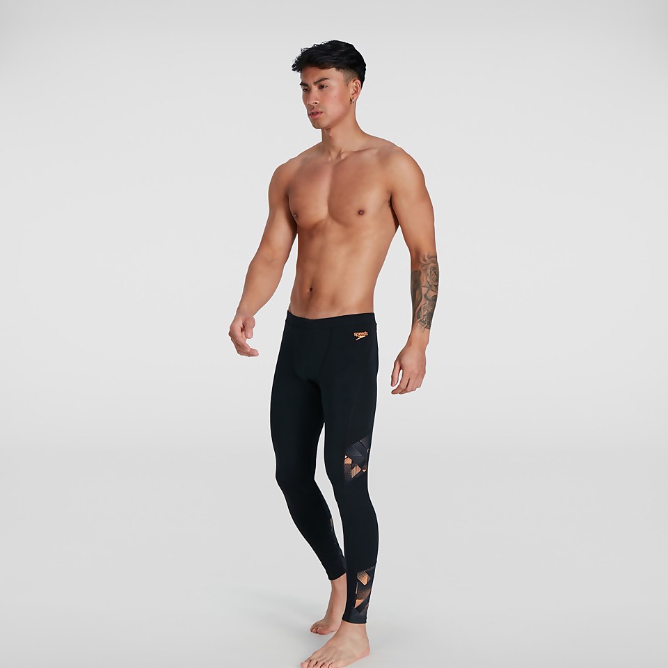 Men's Printed Leggings Black/Orange