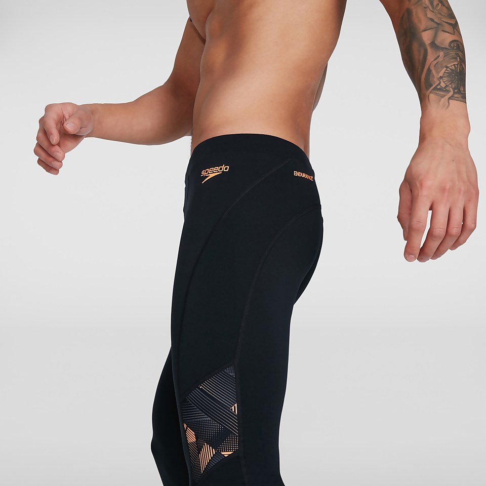 Men's Printed Leggings Black/Orange