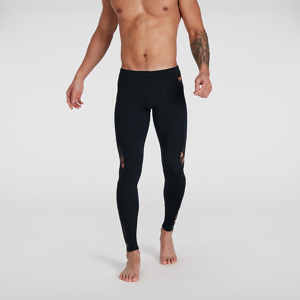 Men's Printed Leggings Black/Orange