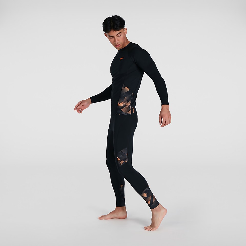 Haut Homme Rash Printed à manches longues noir/orange