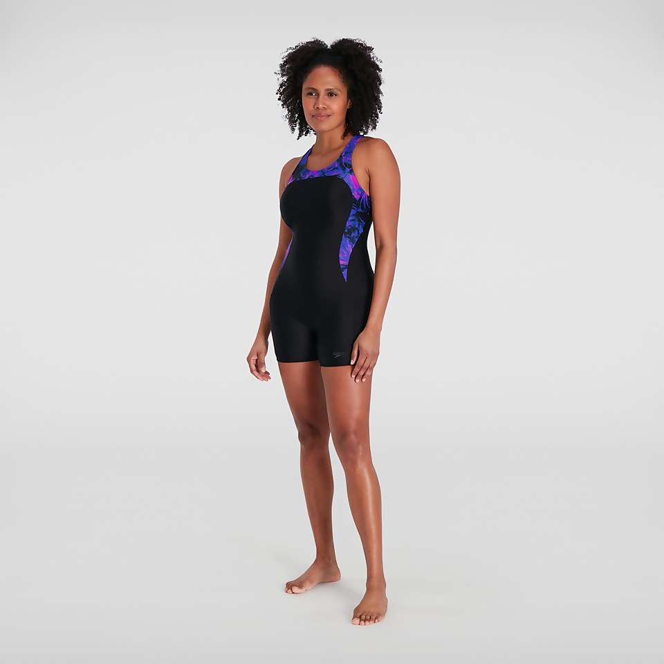 Combishort Femme Allover Panel noir/violet
