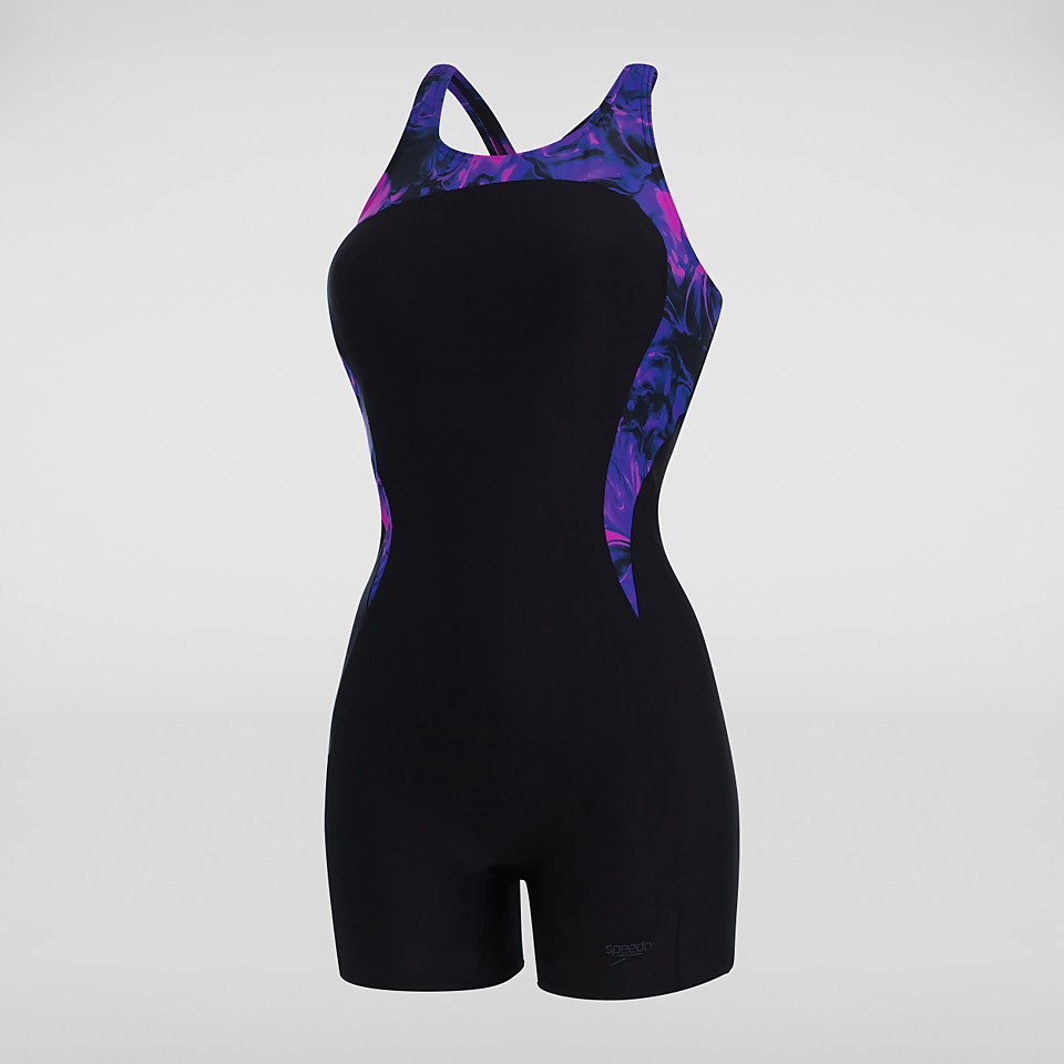 Combishort Femme Allover Panel noir/violet
