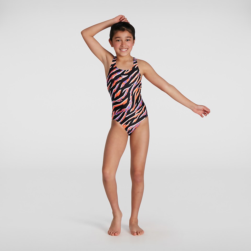 Maillot de bain Fille Allover Medalist noir/rouge