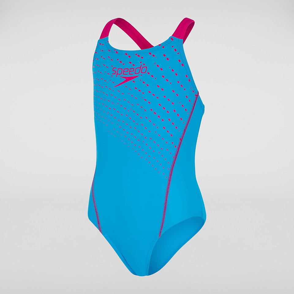 Medley Logo Medalist Badeanzug Blau/Pink für Mädchen
