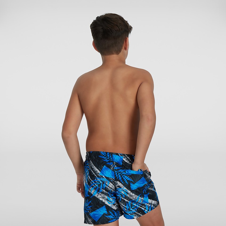 Boys' Printed 13" Swim Shorts Black/White