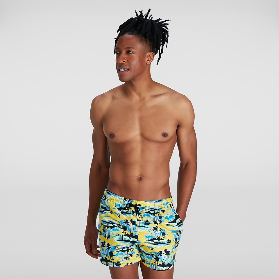 Short de bain Homme Printed Leisure 35 cm jaune/bleu