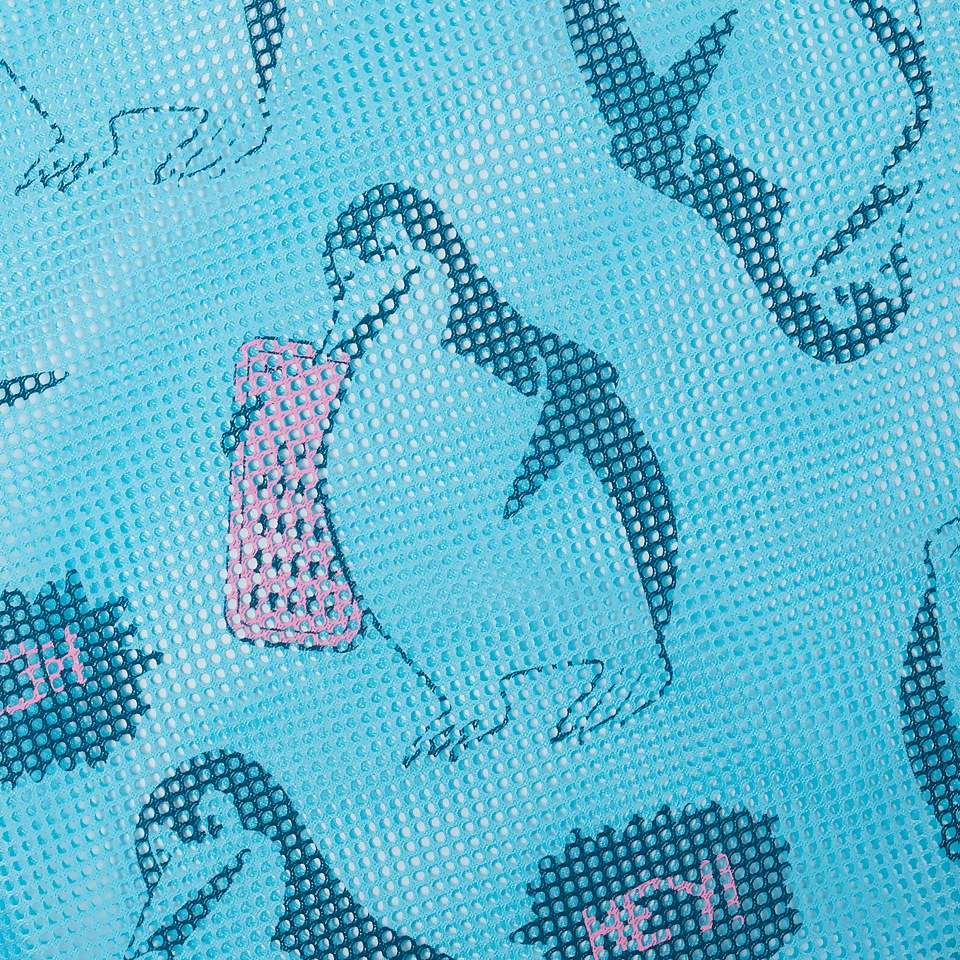 Bedruckte Netztasche Blau/Pink