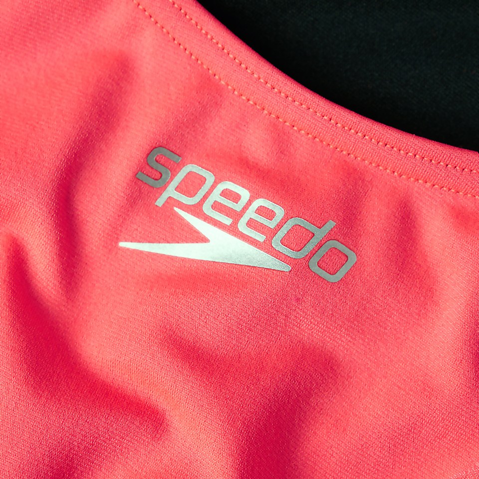 Girls' Lane Line Back Swimsuit Red
