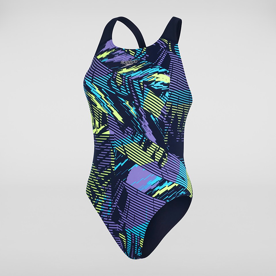Women's Placement Powerback Swimsuit Black/Yellow