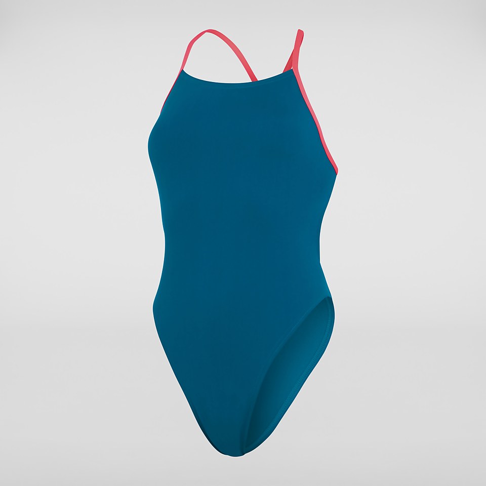 Maillot de bain Femme Solid nœud dans le dos bleu/rouge